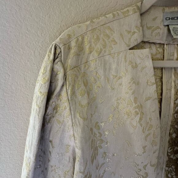 Chicos | Size 2 Astere Squire Jacket Floral Silk Cotton Blend Blazer Cropped - Picture 2 of 11